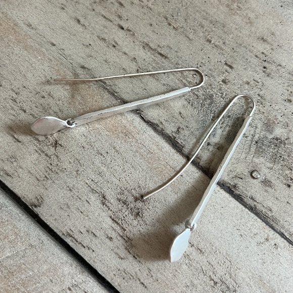 Hammered Silver Dangle Earrings - Picture 8 of 8